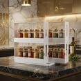 2 Tier Rotating Spice Rack, Space Saving White Plastic Organizer for ...