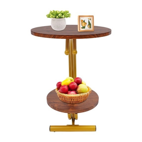 2-Tier Round End Table Side Table with Storage Shelf for Living Room,Bedrooms, Offices, Study Rooms