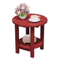 thumbnail image 1 of FUNDAZE 2-Tier Round HDPE Patio Side Table, End Tables For Living Room, Waterproof Indoor & Outdoor Small Table for Poolside, Garden, Dark Red, 1 of 10