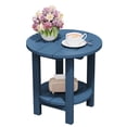 thumbnail image 1 of FUNDAZE 2-Tier Round HDPE Patio Side Table, End Tables For Living Room, Waterproof Indoor & Outdoor Small Table for Poolside, Garden, Navy Blue, 1 of 10