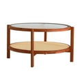 thumbnail image 1 of 2-Tier Round Rattan Coffe Table with Tempered Glass Tabletop for Living Room Dining Room Bedroom, 1 of 10