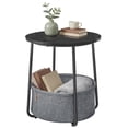thumbnail image 1 of 2 Tier Round Side Table With Storage Basket U Shaped Support Nightstand For Living Room Bedroom, 1 of 6