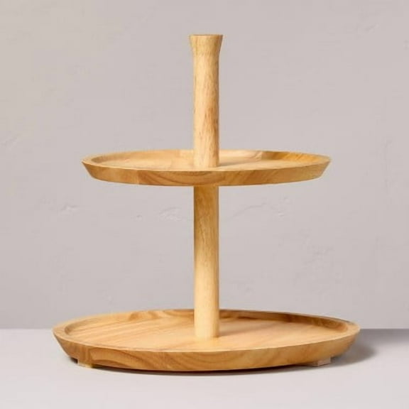 2-Tier Rubberwood Serving Tray
