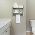 thumbnail image 1 of 2-Tier Rustic Bathroom Shelves with Towel Bar Wall Mounted Wood Towel Rack, 1 of 7