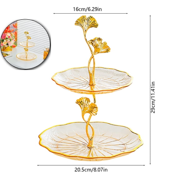 2 Tier Serving Tray, 2 Tier Cupcake Serving Stand for Tea Party, Multi Layer Candy Plates for Fruit Desserts, 11.42x8.07 Inch