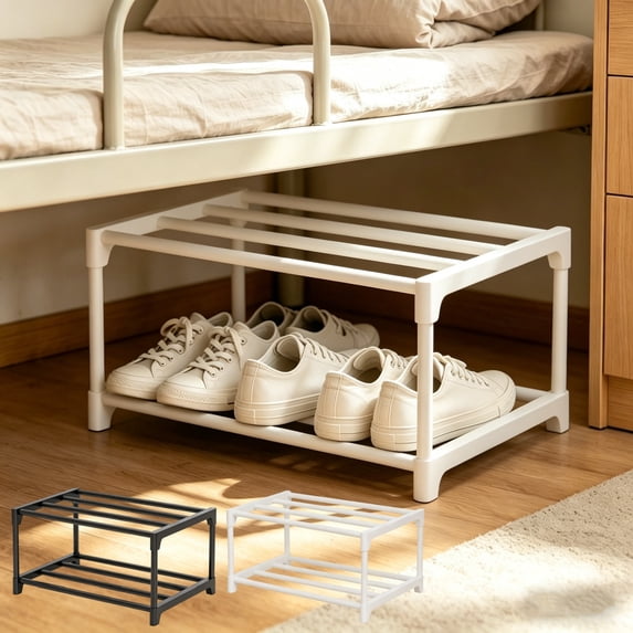 2 Tier Shoe Rack, Small Shoe Storage Shelf for Indoor, Space Saving ...