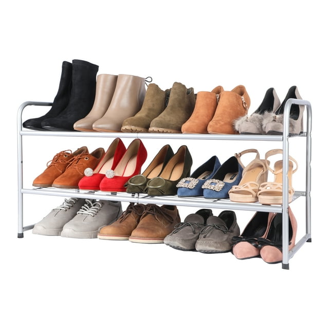 2-Tier Stackable Shoe Rack, Wire Shelf Organizer for Entryway Closet ...