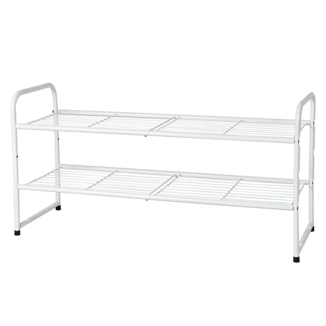 HeavyDuty 2Tier Stackable Shoe Rack, Wire Metal Shoe Shelf Organizer