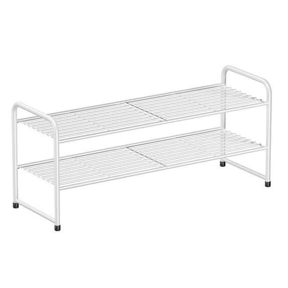 SUFAUY 2 Tier Stackable 33" Wide Metal Shoes Rack, White