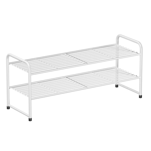 SUFAUY 2 Tier Stackable 33" Wide Metal Shoes Rack, White