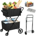 2Tier Shopping Cart with Wheels Folding Grocery Cart with Removable