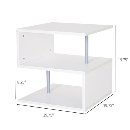 2 Tier Side End Coffee Table Storage Shelves Sofa Couch Living Room