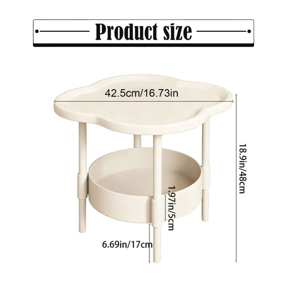 2-Tier Side End Table with Removable Tray, Compact Sofa Side Coffee Table for Indoor & Outdoor Use, Quick Assembly for Living Room, Bedroom & Balcony