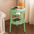 thumbnail image 1 of 2-Tier Side Table, Multifunctional Round Table with Storage Shelf, Detachable Plastic Modern Corner Table Bedside Table for Living Room Bedroom Office, 1 of 6