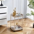 thumbnail image 1 of 2 Tier Side Table With Wheels Rolling End Side Table Small With Storage Shelves Industrial Night Stand For Small Space Living Room Bedroom Kitchen Office End Table Bedside Table, 1 of 6