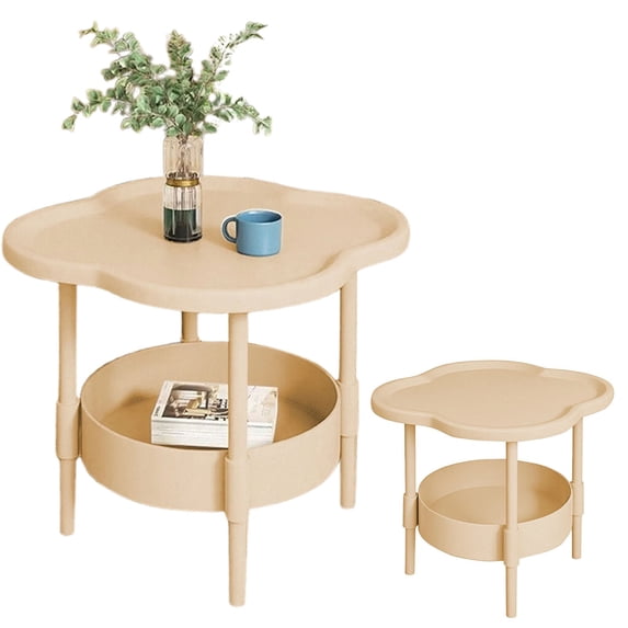 2 Tier Side Table With Removable Tray Small End Table For Living Room Bedroom Balcony Indoor Outdoor Modern European Style Easy Assembly