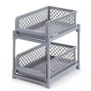 2 Tier Sliding Basket - Under Sink Organizer and Storage – Gray - 9"
