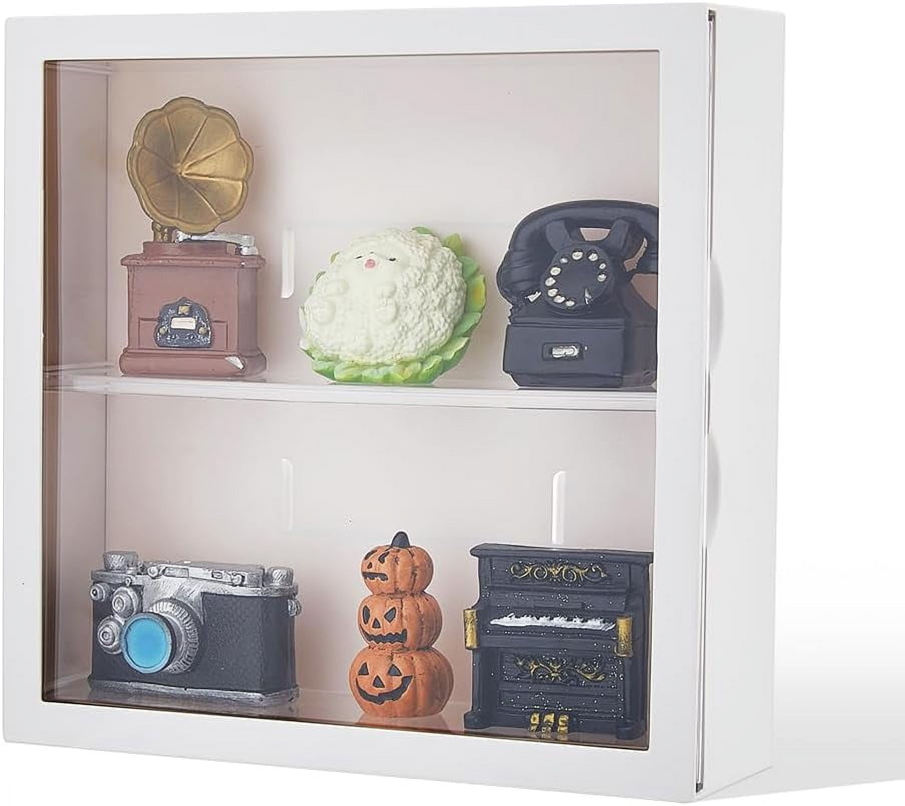 2-Tier Sliding Door Figures Display Case 24.5x8x24.5cm Clear