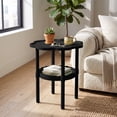 thumbnail image 1 of 2-Tier Small End Table Petal Edge Nightstand Portable Flower Shaped Side Table For Living Room Black, 1 of 7