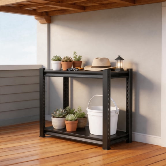 2-Tier Small Shelving, 14''W*12''D*22''H Metal Storage Shelf ，500 lbs Heavy Duty Unit Shelves, Upgraded Reinforced Double-Layer Columns for Kitchen Bedroom, Bookshelf, Living room, Coffee rack