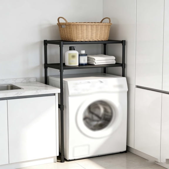 2-Tier Space-Saving Over Washer Shelf - Over Washer and Dryer Storage, Washing Machine Storage Rack for Home Laundry & Toilet
