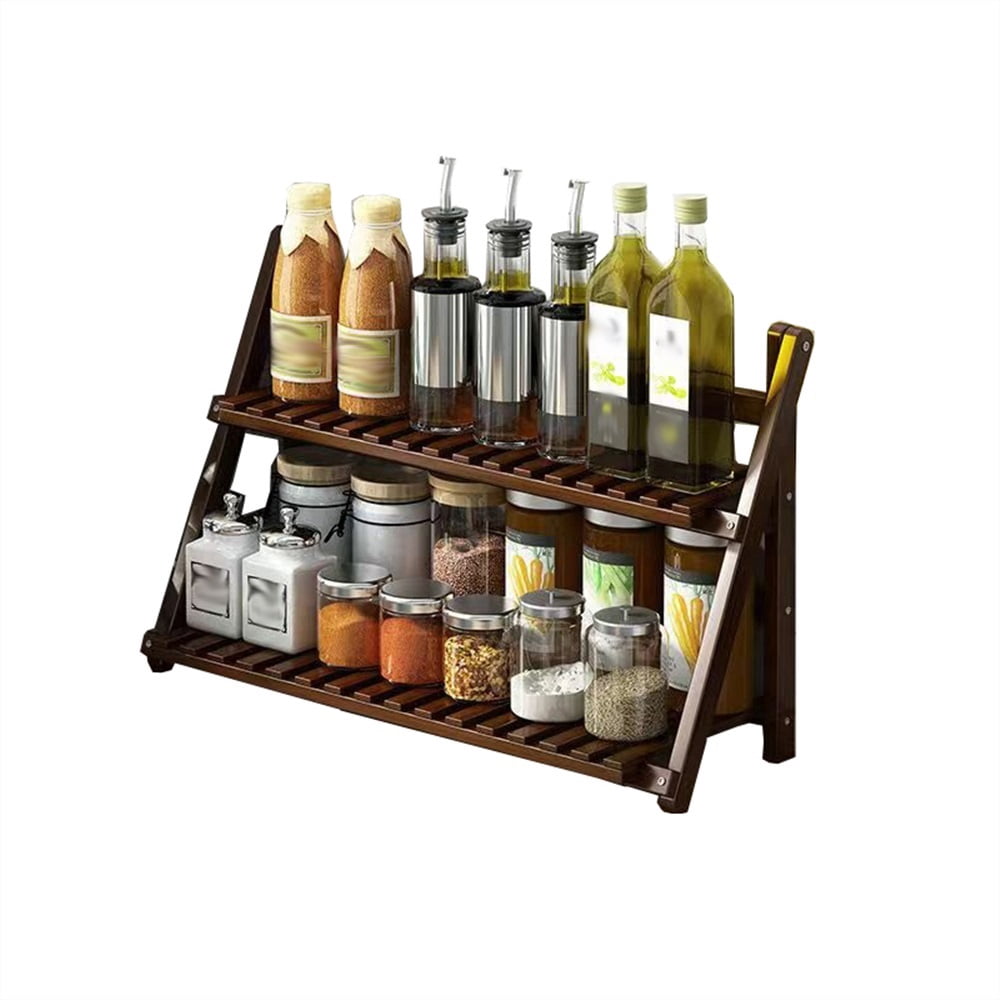 2-Tier Spice Rack Multi Functional Desktop Folding Storage Rack ...