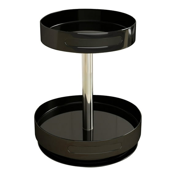 2-Tier Spice Rack Organizer for Cabinet | Rotating Lazy Susan Spice Organizer Holds 40 Spice Jars | Countertop & Pantry Spice Shelf for Kitchen Organization & Storage (Black) Harlik