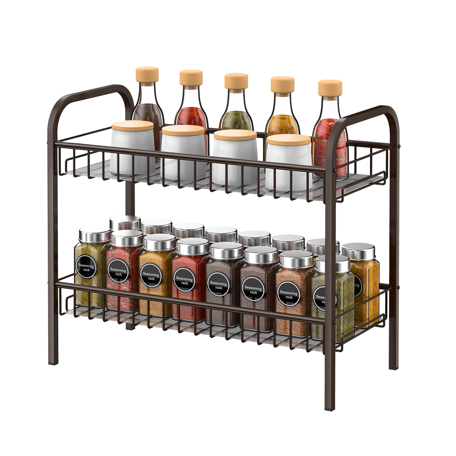 2-Tier Spice Rack Organizer for Cabinet Hoom Decor Metal Kitchen ...