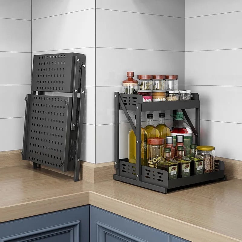 2 Tier Spice Rack for Countertop, Metal Standing Kitchen Storage ...