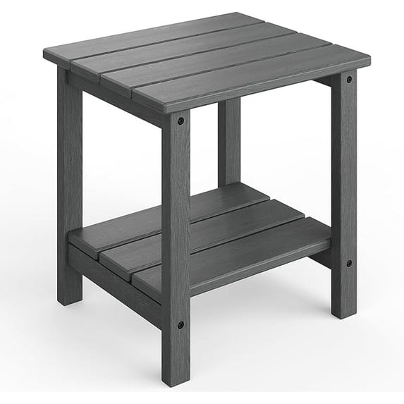 2-Tier Square Side Table, 18" Outdoor Side Tables, Weather Resistant End Table for Patio, Backyard, Pool, Indoor Companion, Beach, Easy Maintenance