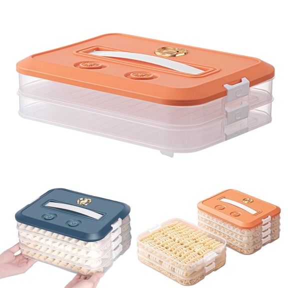 2-Tier Stackable Airtight Storage Containers (12.04x9.05in) ā 1PC Multi-Layer Plastic Box for Dumplings/Cookies with Timer (Orange)