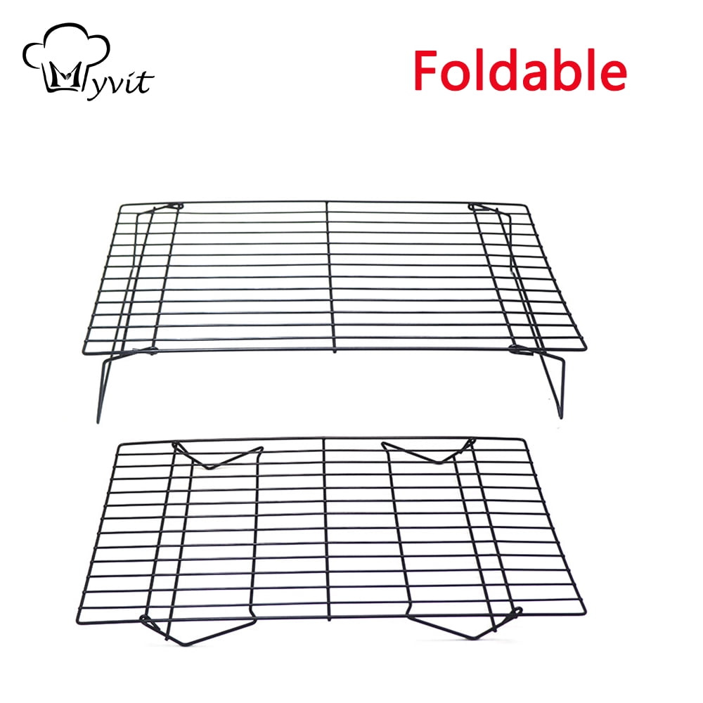 2 Tier Stackable Cooling Racks with Folding Legs for Cooking and Baking Stainless Steel Oven Dishwasher Safe Cooking Rack 15 x10 x3 in Walmart
