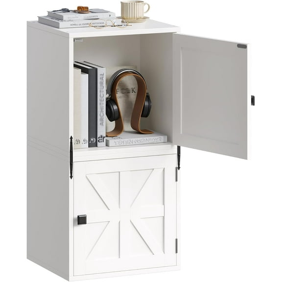 2-Tier Stackable Cube Storage Organizer, DIY Bookcase with 2 Removable Open Shelves & Anti-Tip Design, Cube Book Shelf for Bedroom, Office, Dorm,15" W x 11.81" D x 30" H, White