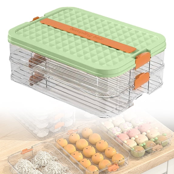 2-Tier Stackable Food Storage Container with Handle, Transparent Bento ...