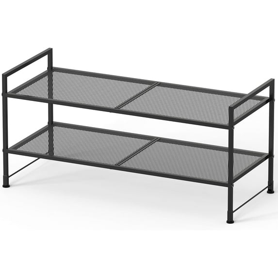 2-Tier Stackable Mesh Shoe Rack, Black
