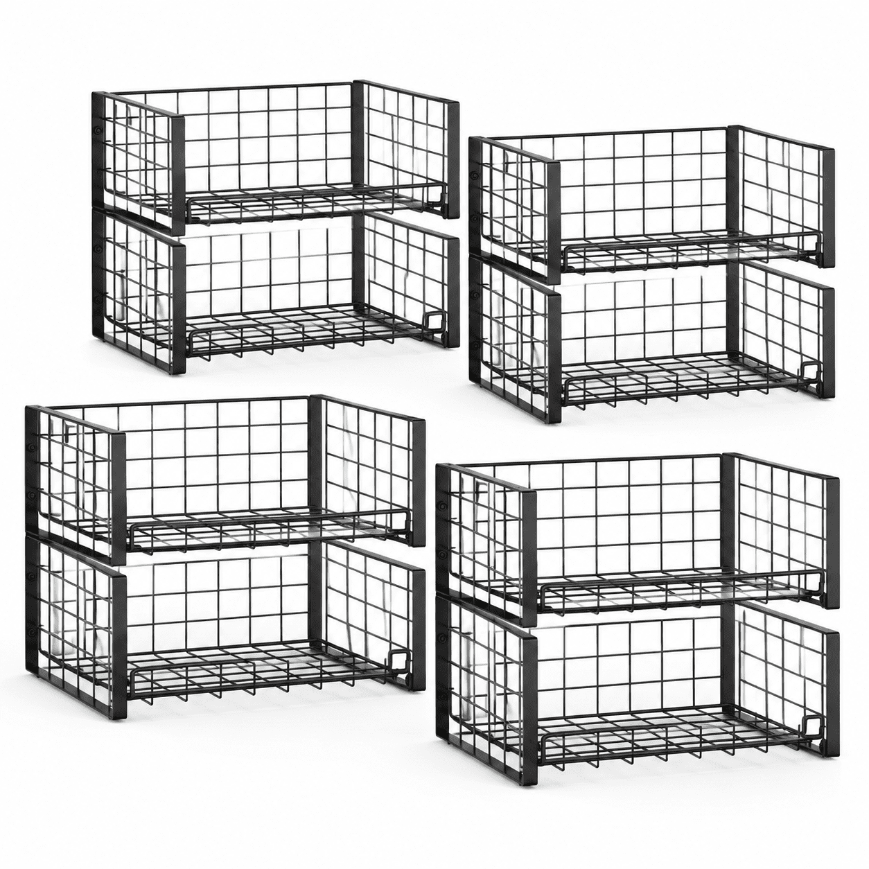 Storage Racks For Pantry 2-Tier Stackable Rack Organizer for Pantry, Adjustable Dispenser Holds ...