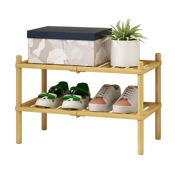 2-Tier Stackable Shoe Organizer, Holds up to 6 Pairs, Natural