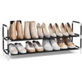 thumbnail image 1 of 2-Tier Stackable Shoe Rack with Shelves Metal Shoe Shelf Storage Organizer for Closet Entryway, Black, 1 of 17