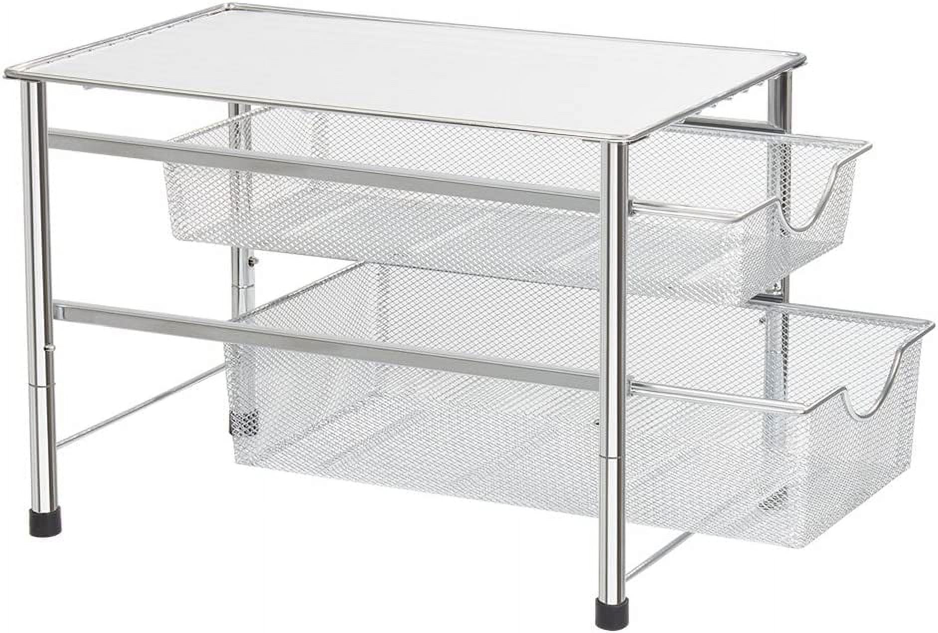 2 Tier Stackable Sliding Basket Organizer Drawer Storage Rack