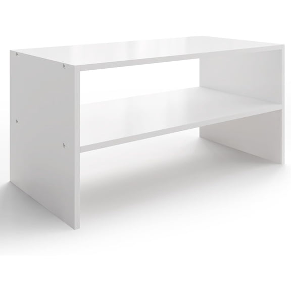 2-Tier Stackable White Shoe Rack, Wooden 2-Shelf Shoe Organizer Freestanding Shoe Storage Stand for 6-9 Pairs, for Closet, Entryway, Office Use - Modern White