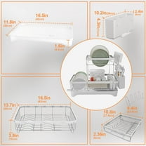 2-Tier Stainless Steel Dish Drying Rack with Drainboard and Cutlery Holder for Kitchen Counter