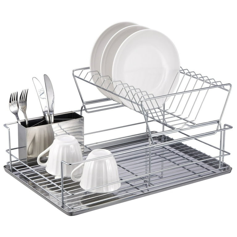 MONVANE 2 Tier Dish Drying Rack, 16.5*12.2*10.2 Stainless Dish Rack –