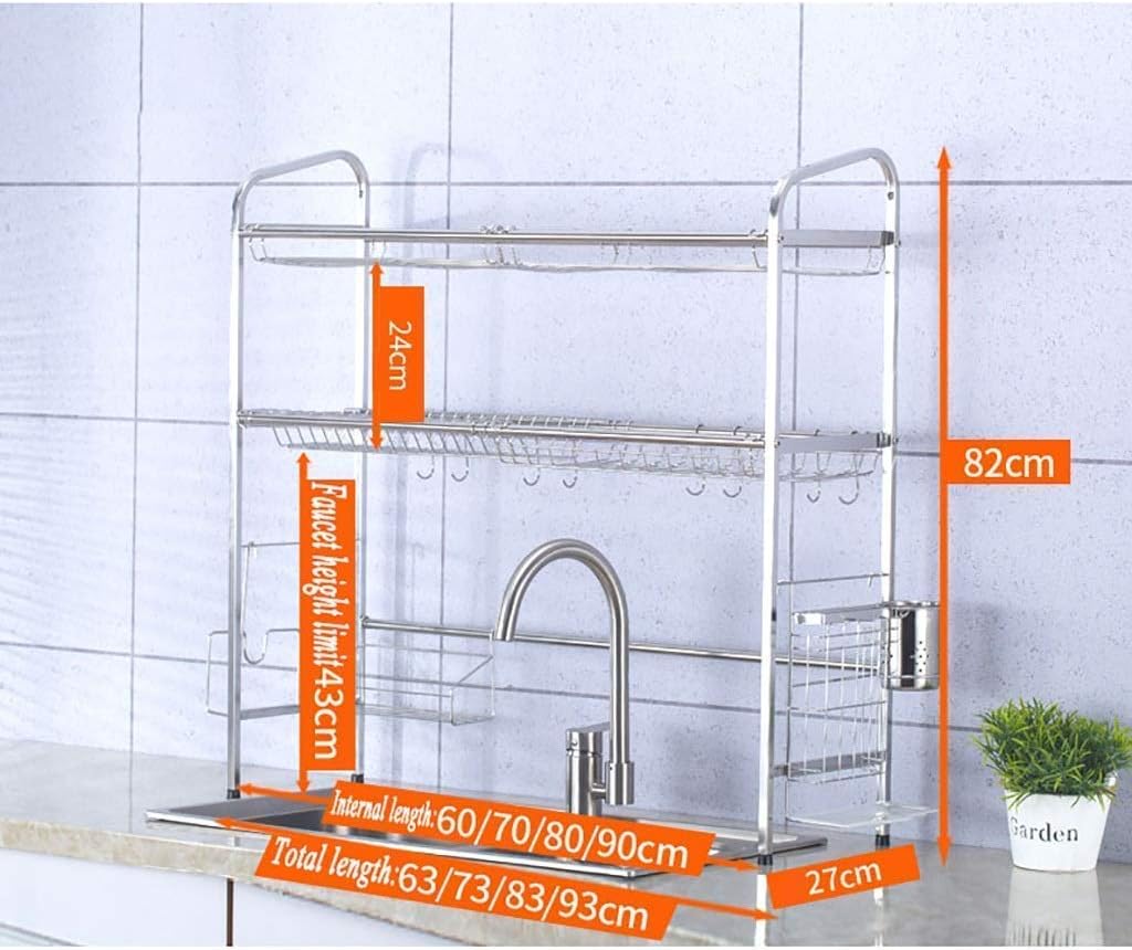 2 Tier Stainless Steel Dish Rack for Kitchen Sink - Drying Drain ...