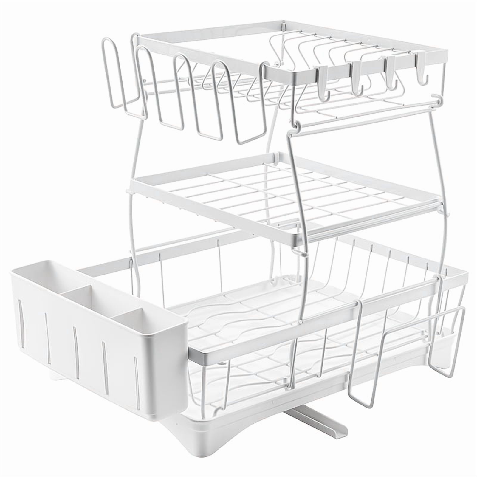 2-Tier Stainless Steel Kitchen Drain Rack Anti-Rust Automatic Drain ...