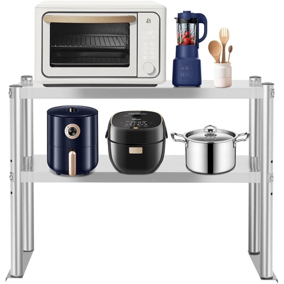 Shangmakel 2 Tier Stainless Steel Overshelf, 12 x 30 Commercial Shelf for Prep & Work Table in Restaurant, Home and Kitchen
