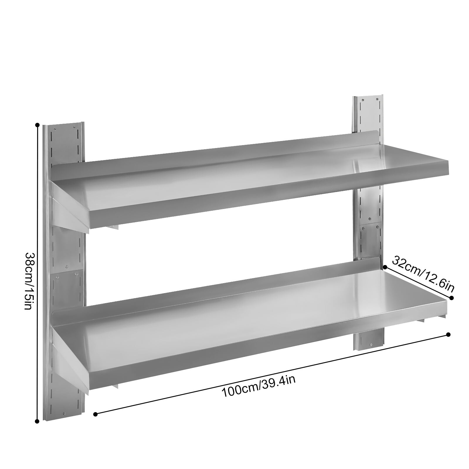 2-Tier Stainless Steel Wall Shelf - Versatile Storage for Kitchen