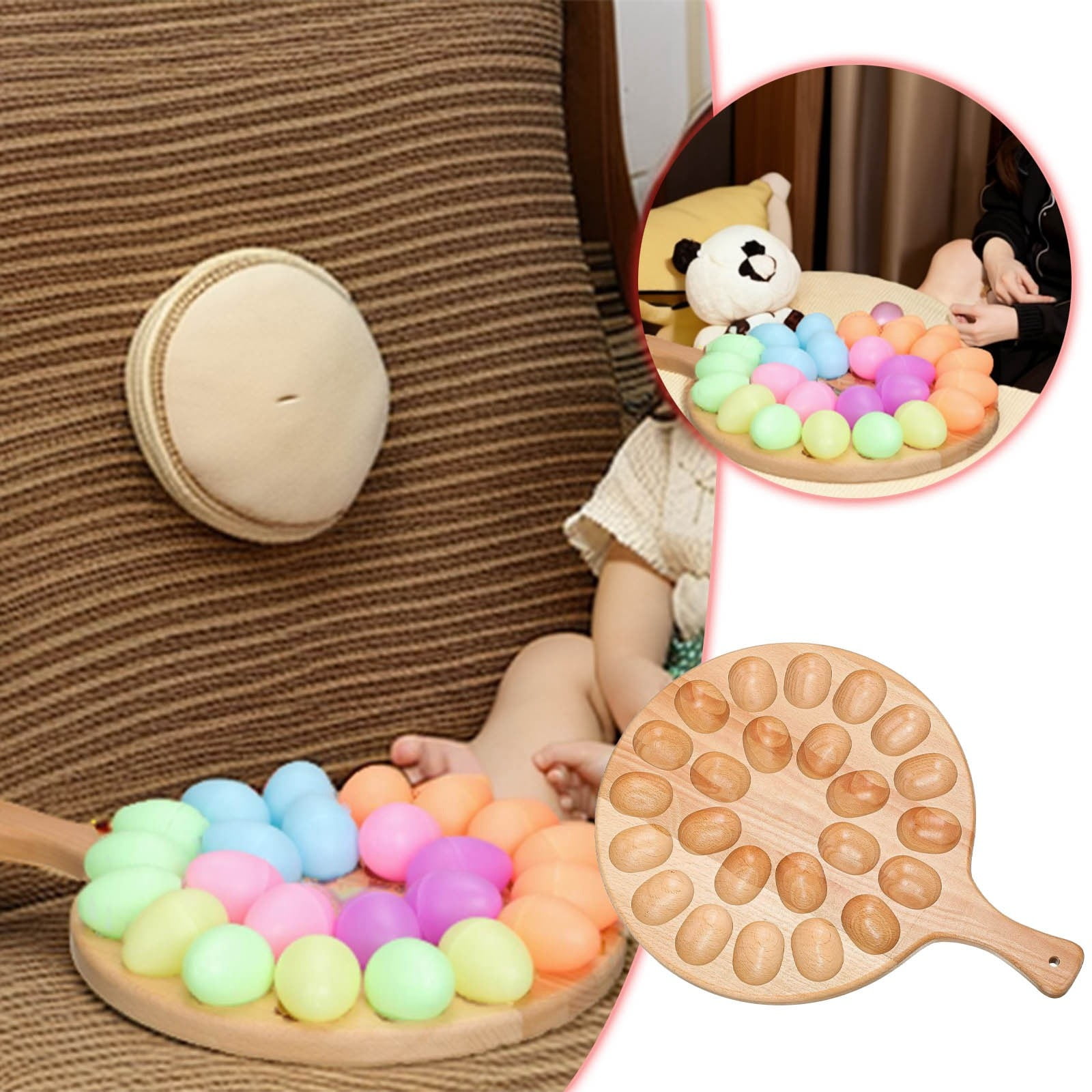 2 Tier Stand Wooden Egg Tray Kitchen Tabletop Divided Egg Storage Tray