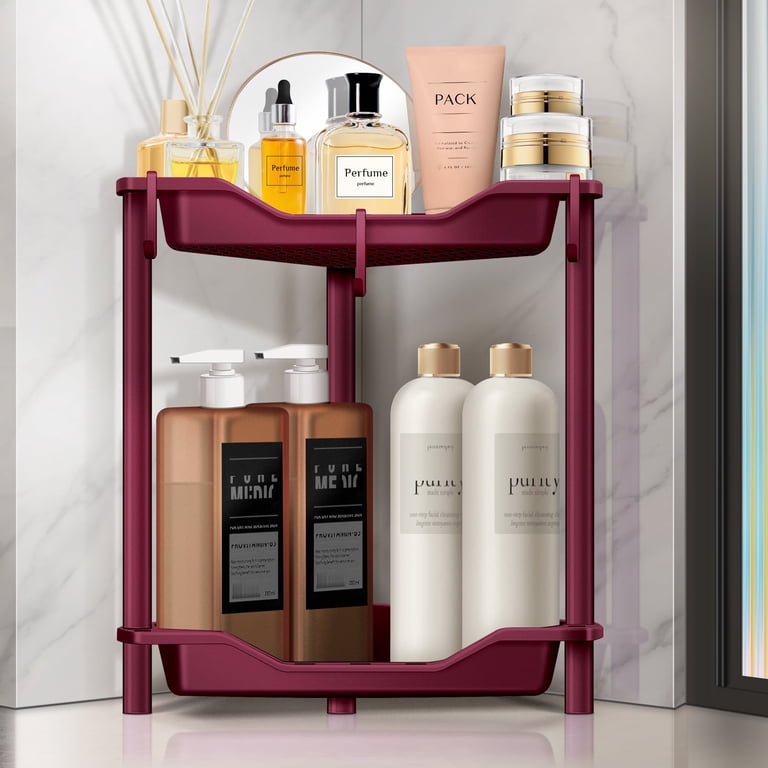 Essential Issue 2 Tier Standing Shower Caddy for Bathroom Organizer: Rustproof Corner ...