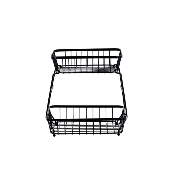 2 Tier Steel Basket, Standing Storage Rack Ideas for Fruits, Vegetables, Bread, etc.