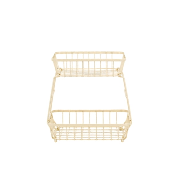 2 Tier Steel Basket, Standing Storage Rack Ideas for Fruits, Vegetables, Bread, etc.